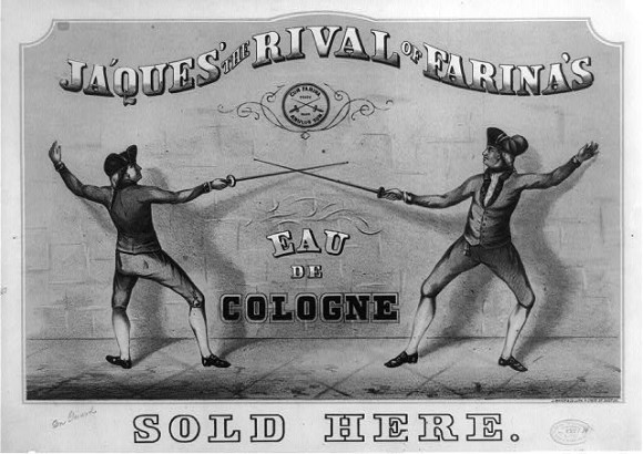 Reklama jednej z wód kolońskich konkurujących z produktami Fariny. Ok. 1877.